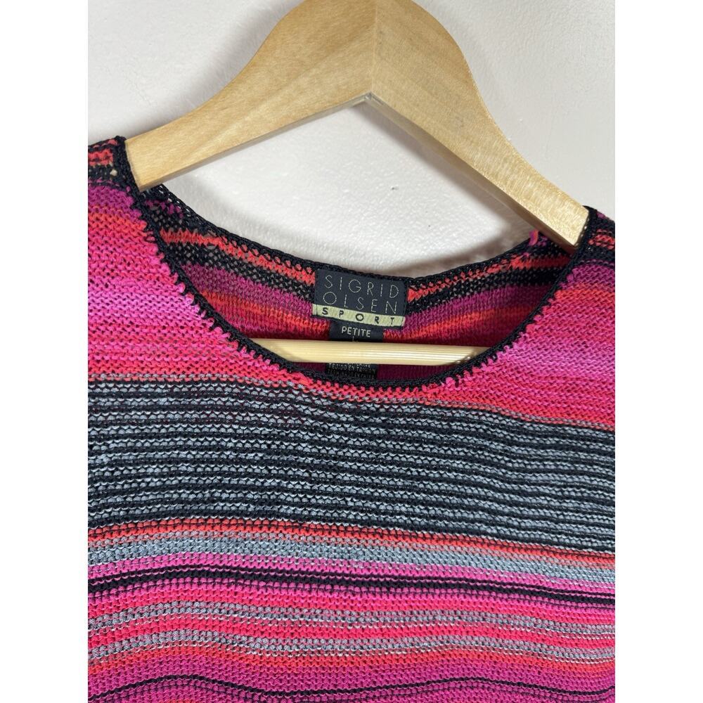 VTG Sigurd Olsen Womens Knit Sweater Fringe Striped Boho 90s Phoebe Artsy PL - Picture 2 of 11
